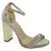 Delicious Women Thick Block Chunky High Heels Ankle Strap Open Peep Toe SHINY-S Velvet Pink Beige Brown Wheat / Gold Heel 8