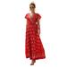 Hawaiian Holiday Boho Beach Floral Maxi Dress For Women Casual Ladies Casual Wrap Summer Paisley Holiday Long Sundress Ladies Cocktail Party Evening Maxi Long Dress Beachwear Size 4-18