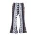 Bebiullo Women Boho Printed Flared Trousers Hippie High Waist Printed Wide Leg Long Flared Bell Bottom Pants