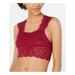 FREE PEOPLE Womens Burgundy Lace Sleeveless Square Neck Crop Top Top Size S