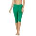 Women & Plus Essential Basic Cotton Spandex Stretch Below Knee Length 15" Leggings (Kelly Green, M)