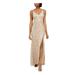 VINCE CAMUTO Womens Beige Sequined Lace Floral Spaghetti Strap V Neck Full-Length Sheath Formal Dress Size 2