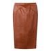 Europe Women Skirt PU Leather Solid Color Midi Pencil Skirts OL Casual Slim Clubwear Coffee