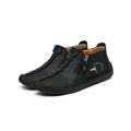 Wazshop Mens Slip Ons Leather Driving Boating Moccasins Casual Loafers Shoe Zipper Boots