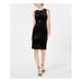 CALVIN KLEIN Womens Black Embellished Burnout Velvet Sleeveless Jewel Neck Above The Knee Sheath Cocktail Dress Size: 2