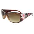 MLC Eyewear TU9255BNAM Rectangle Fashion Sunglasses Brown Frame in Flower Pattern Design Amber Lenses.