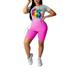 Women 's Casual 2Pcs Sportswear Set Tie Dye Crop Top Shorts Tracksuits Workout Clothes Outfits