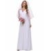 Ever-Pretty Womens V-Neck Empire Waist Chiffon Long Bridesmaid Prom Gown 8692B White US12