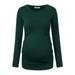 Sexy Dance Womens Maternity Long Sleeve Tops Pregnant Casual Buttons Ruched T-Shirt Blouse Ladies Solid Color Baggy Pregnancy Pullover Shirt Round Neck Pleated Tunic Homewear