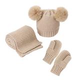 Jpgif Winter Kids Baby Beanie With Mittens Set Warm Hat, Glove, Scarf Three-piece suit