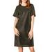 Allegra K Junior's Sequin Flutter Short Sleeve Shift Metallic Dress