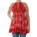 FREE PEOPLE Womens Red Printed Sleeveless Halter Tunic Top Size S