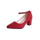 Avamo Women's Ankle Strap Pointed Toe Chunky Block High Heels for Women Dress Wedding Pump Shoes