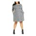 CONNECTED APPAREL Womens Gray Textured Pocketed Heather 3/4 Sleeve Jewel Neck Above The Knee Sheath Dress Size 18W