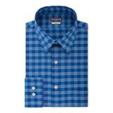 VAN HEUSEN Mens Blue Check Collared Classic Fit Dress Shirt XL 17.5- 32/33