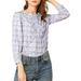 Allegra K Women's Casual Long Sleeve Button Front Plaid Blouse Tops
