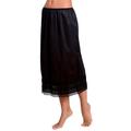 Women's Half Slip Skirt, Imitation Silk Lace Half Slip Skirt Extender Black XL