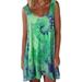 UKAP Sleeveless Sexy Summer Dress for Trendy Women Cocktail Party Tie Dye Tank Top Dresses Pleated Hem Tunic Dress Green XL(US 14-16)