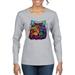 If You're Nice I Might Let You Live With Me Colorful Cat Animal Lover Womens Graphic Long Sleeve T-Shirt, Heather Grey, Small