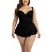 UKAP Women Plus Size Swimsuits Shaping Body One Piece Swim Dresses Swimwear Swimdress Tummy Control Backless Bathing Suit Swimming Costume Beachwear Red Black Blue XXL 3XL 4XL