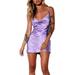 Female Sexy Dress Womenâ€™ s Fashion Style Solid Color Deep V-Neck Sleeveless One-Piece Slip Dress