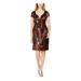 CONNECTED APPAREL Womens Red Sequined Floral Cap Sleeve V Neck Knee Length Sheath Cocktail Dress Size 10