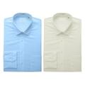 2 PACK Men's Boltini Italy Standard Collar Long Sleeve Regular Fit Classic Dress Shirt - Light Blue Ivory