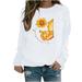 Lanhui Womens Winter Winter Womens Casual Tops Ladies Sunflower Print Sweatshirt Blouse Tee Sweater Womens Sweatshirts & Hoodies