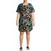 Terra & Sky Women's Plus Size Scoop Neck Printed T-Shirt Dress