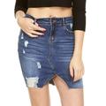 YDX Jeans High Waisted Ripped Torn Denim Skirt Dark Wash Blue Size Medium