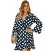 Womens Summer Boho Midi Dress V-Neck High Waist Polka Dots Dresses Cocktail Party Dress Autumn Clothing Maxi Dress Flared Swing Trendy Style Mini Dresses