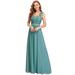 Ever-Pretty Womens Floral Lace Bridesmaid Dresses for Women 07704 Dusty Blue US4