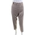 Designer Womens Zipper Fly Pleated Plaid Cropped Pants Brown White Cotton IT 48