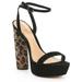 Schutz Adneia Open Toe Ankle Strap Block Heeled Platform Dress Sandals, Black (9.5, Black)