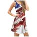 Donald Women's Print American Flag Sexy Sleeveless Mini Dress Casual dress