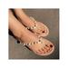 LUXUR Womens Ladies Pearls Decor Flip Flops Sumemr Slippers Clip Toe Flat Heel Casual Shoes