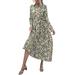 Women Winter Boho Long Sleeve Casual Long Maxi Dress Ladies Floral Print Dress Autumn Casual Loose Button Down Long Dresses Cocktail Party Evening Maxi Long Wrap Dress