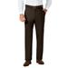 Men's J.M. Haggar Premium Classic-Fit Stretch Sharkskin Flat-Front Hidden Expandable Waist Dress Pants Chocolate