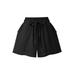 Sexy Dance Wide Leg Shorts for Women Casual Summer Drawstring Waist Short Pants Fashion Solid Pockets Shorts