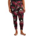 Terra & Sky Women's Plus Size Sueded Full Length Skull Flower Crown Legging