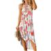 Women Floral Halter Sleeveless Maxi Dress Boho Summer Holiday Casual Long Sundress
