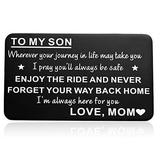 To My Son Wallet Insert Card, Son Gifts from Mom, Mini Love Note for Son Birthday Gifts, Graduation Gifts for Son-Never Forget Your Way Back Home, I'm Alway Here for You, Love Mom