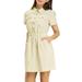 Allegra K Women's Button Front Half Placket Short Sleeve A-line Mini Shirt Dress