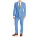 DTI GV Executive Men's Linen Suit 2 Button Modern Fit Summer Blazer Coat Pants Italian Blue