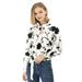 Allegra K Women's V Neck Long Sleeves Tie Smocked Waist Floral Blouse