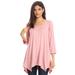 MOA COLLECTION Women's Women's Solid Casual Basic V-Neck 3/4 Sleeve Swing Tunic Dress Tops