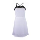 En Creme Sexy Chic White & Black Criss Cross Back Floral Lace Trim Flowy Dress
