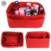 Luxtrada Women Travel Cosmetic Makeup Bag Insert Organizer Toiletry Bag Case Pouch Compartment Multi Pockets Handbag (Red,M)