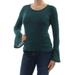 MAISON JULES Womens Green Bell Sleeve Scoop Neck Top Size 8