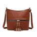 Chinatera Tassel Women Messenger Handbags Shoulder Leather Crossbody Bag (Light Brown